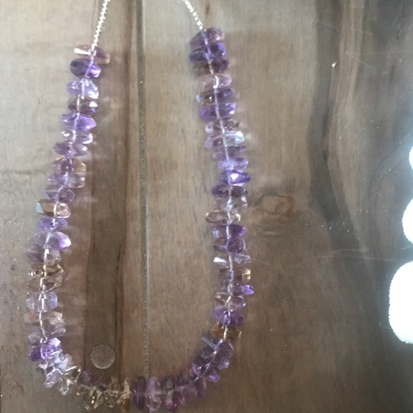 Genuine Ametrine RockCut gemstone choker necklace